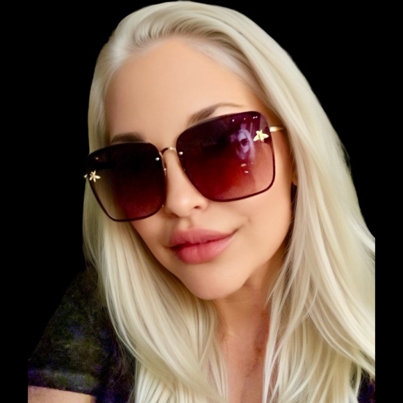 Accessories - LAST 1! Oversized Rimless Square Bee Fashion Gradient Sunglasses! UV400